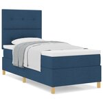 vidaXL Lit à ressorts avec matelas bleu simple en tissu