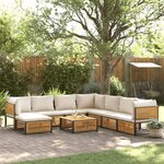 vidaXL Salon de jardin avec coussins 9 Pièces bois massif d'acacia
