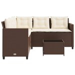 vidaXL Canapé de jardin avec table et coussins en forme de L marron