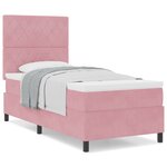 Lit coffre vidaXL avec matelas rose en velours simple