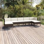 vidaXL Salon de jardin 7 Pièces avec coussins Résine tressée Marron