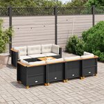 vidaXL Salon de jardin 8 Pièces avec coussins noir résine tressée