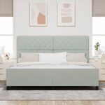Lit vidaXL Gris clair 200x200 cm Velours