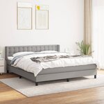 vidaXL Sommier à lattes de lit avec matelas Gris clair 180x200cm Tissu