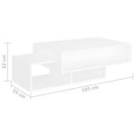 vidaXL Table basse Blanc 105x55x32 cm Bois d’ingénierie