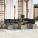 vidaXL Ensemble de Canapés de Jardin 9 Pièces avec Coussins Gris Clair