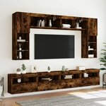 vidaXL Meubles TV muraux et lumières LED 2Pièces chêne fumé 60x30x40 cm