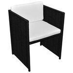 vidaXL Mobilier de bistro 3 Pièces avec coussins Résine tressée Noir