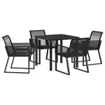 vidaXL Ensemble de Salle à Manger de Jardin 5 Pièces Noir Rattan Poly