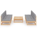 Salon de jardin meuble d'extérieur ensemble de mobilier 7 pièces avec coussins bois de pin massif 02_0017100