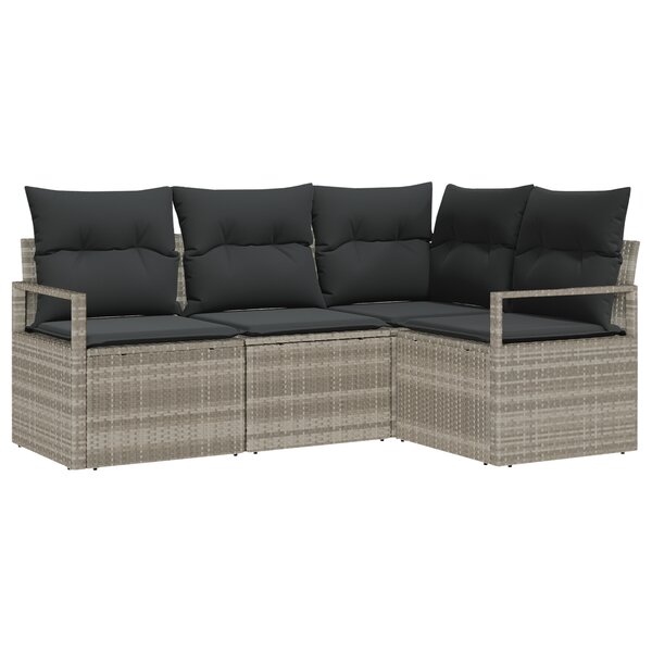 Ensemble de Canapés de Jardin 4 pièces vidaXL avec Coussins Gris Clair Poly Rattan