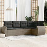 vidaXL Salon de jardin 5 Pièces avec coussins gris résine tressée