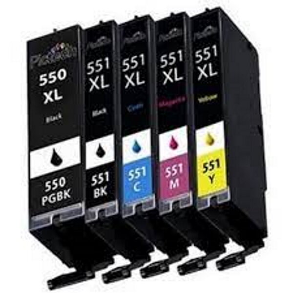 Pack de 5 cartouches compatibles PG550 CLI551 pour imprimantes Canon