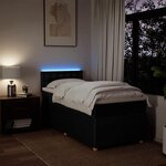 vidaXL Sommier à lattes de lit avec matelas Noir 90x190 cm Tissu