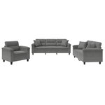 vidaXL Ensemble de canapés 3 Pièces coussins Gris foncé Tissu microfibre