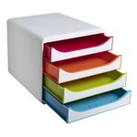 Exacompta Set de tiroirs de bureau Big-Box Black Office 4tiroirs Blanc