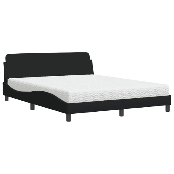 vidaXL Lit avec matelas noir 160x200 cm tissu