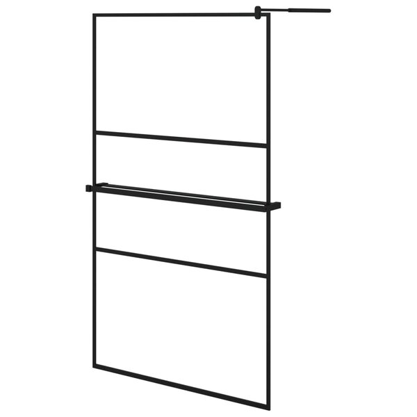 vidaXL Paroi de douche avec étagère Noir 115x195cm Verre ESG&Aluminium