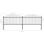 vidaXL Clôture de jardin à dessus en lance Acier (1 25-1 5)x3 4 m Noir