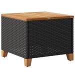 vidaXL Table de jardin noir 45x45x37 cm résine tressée et bois acacia