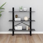 vidaXL Bibliothèque à 3 niveaux Gris 100x30x105 cm Bois de pin massif