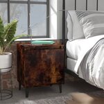 vidaXL Tables de chevet avec pieds en métal chêne fumé 40x30x50 cm