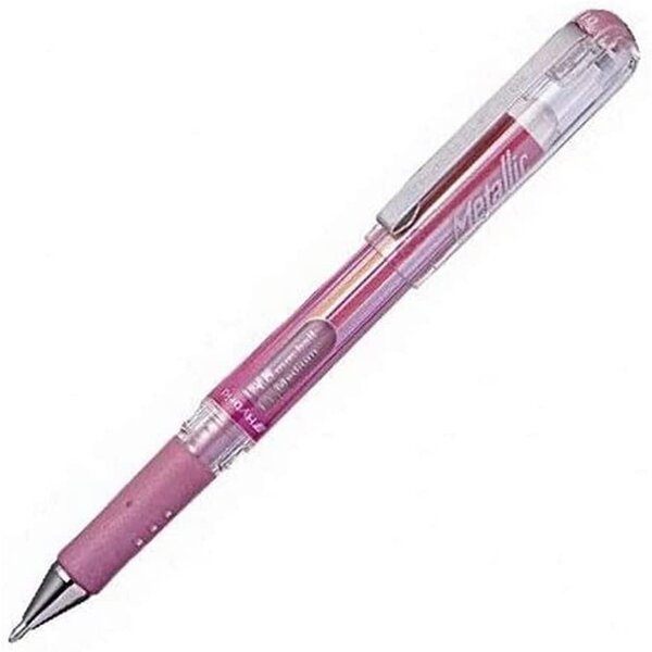 Roller encre gel métallique Hybrid Gel Grip DX  Rose x 12 PENTEL