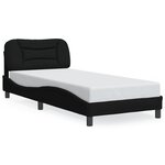 vidaXL Cadre de lit avec LED sans matelas noir 90x190 cm tissu