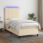 vidaXL Sommier à lattes de lit et matelas et LED Crème 90x190 cm Tissu