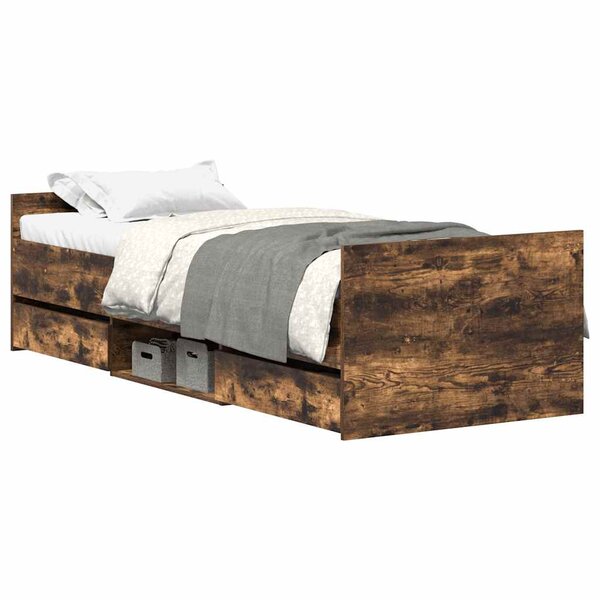 vidaXL Cadre de lit sans matelas chêne fumé 75x190 cm