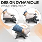 ACROPAQ Repose Pied Bureau ergonomique Antidérapant  Surface avec Picots - 3 hauteurs réglables- Réglage de l'angle de l'inclinaison