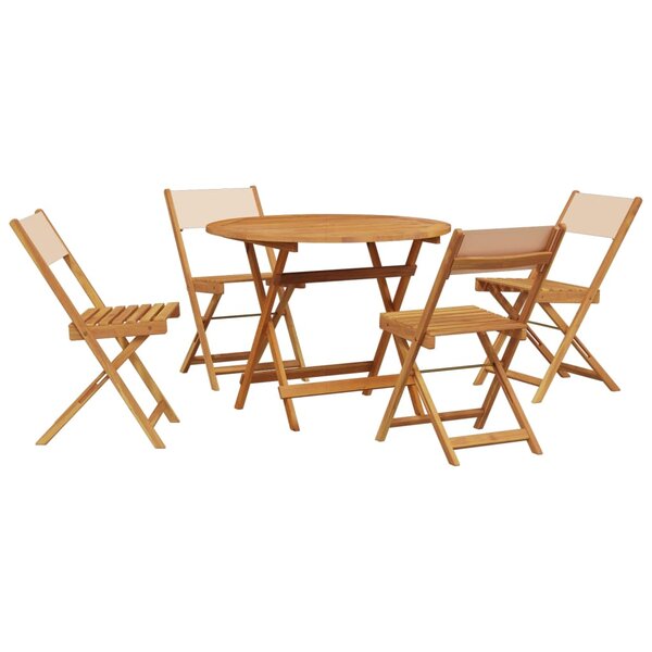 vidaXL Ensemble à manger de jardin 5 Pièces beige tissu et bois massif