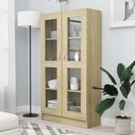 vidaXL Armoire à vitrine Chêne sonoma 82 5x30 5x150 cm Bois ingénierie