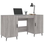 Bureau table poste de travail meuble d'ordinateur informatique étude sonoma 140 x 50 x 75 cm bois d'ingénierie gris 02_0023951