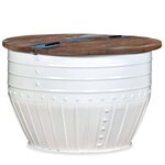 vidaXL Table basse Bois de récupération massif Blanc Forme de baril