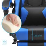 Fauteuil gamer chaise gaming siège de bureau ergonomique repose-pieds télescopique dossier réglable de 90° à 135° accoudoirs synchronisés charge 150 kg noir et bleu 12_0001424