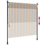 vidaXL Store roulant d'extérieur jaune et blanc 150x270 cm tissu acier
