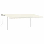 vidaXL Auvent manuel rétractable avec poteaux 6x3 m Crème
