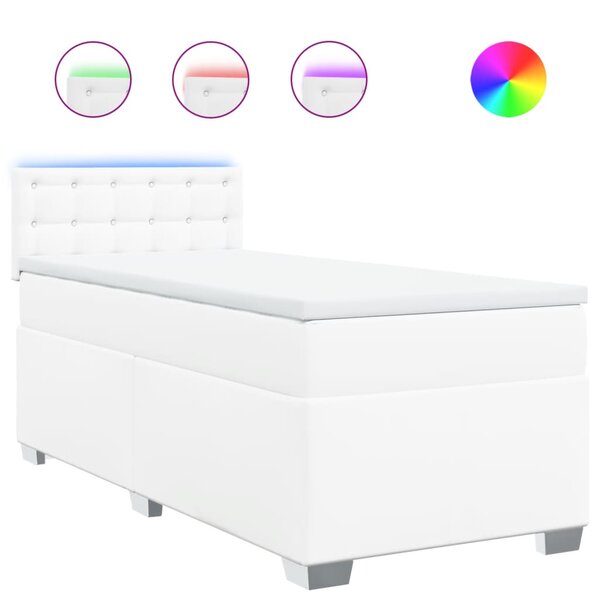 vidaXL Sommier à lattes de lit avec matelas Blanc 90x200 cm Similicuir