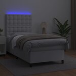 vidaXL Sommier à lattes de lit avec matelas et LED Blanc 90x190 cm