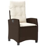 vidaXL Ensemble de salle à manger de jardin de 3 pièces avec coussins en poly rattan marron