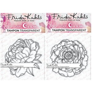 2 Tampons transparents - Pivoine 1 + Pivoine 2 - 9 5 x 6 5 cm