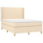 vidaXL Sommier à lattes de lit matelas et LED Crème 140x190 cm Tissu