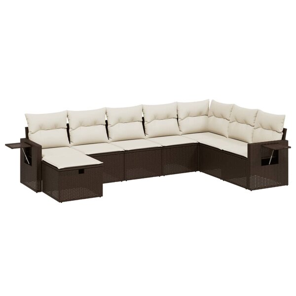 vidaXL Salon de jardin 8 Pièces avec coussins marron résine tressée