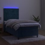 vidaXL Sommier à lattes de lit matelas LED Bleu foncé 90x200cm Velours
