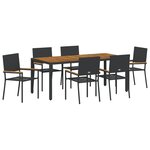 Ensemble de salle à manger de jardin de 7 pièces vidaXL Noir Poly Rattan