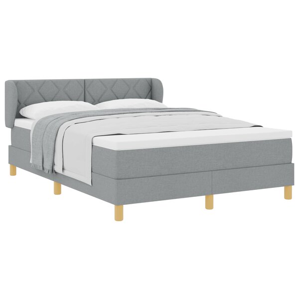 Lit à ressorts vidaXL avec matelas - Gris clair  140x190 cm  Tissu