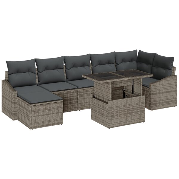vidaXL Ensemble de canapés de jardin 8 pièces avec coussins gris poly rotin