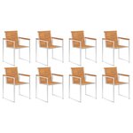 vidaXL Chaises de jardin 8Pièces Bois d'acacia solide et acier inoxydable