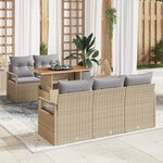 Ensemble de 6 pièces de canapé jardin avec coussins beige en poly rotin